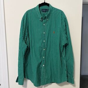 Ralph Lauren Men's Green Striped Dress Shirt